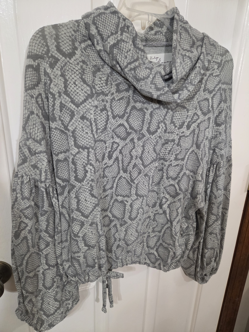 Vintage Havana Gray Snake-Print Cowl Neck Sweatshirt